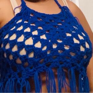Blue Crochet Crop Top